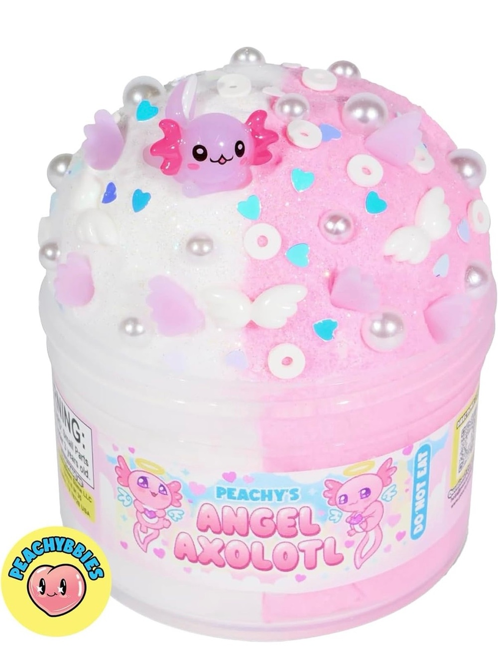 Peachybbies Angel Axolotl soft, stretchy cloud dough slime